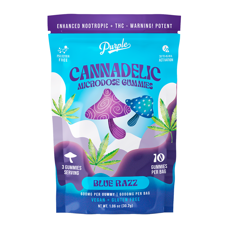 Purple Organics Cannadelics Microdose Gummies - 10CT - Blue Razz