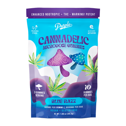 Purple Organics Cannadelics Microdose Gummies - 10CT - Blue Razz