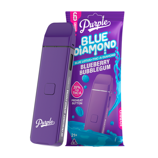 Purple Organics Blue Diamond Disposable THCA - 6 Grams - Blueberry Bubblegum (Hybrid)