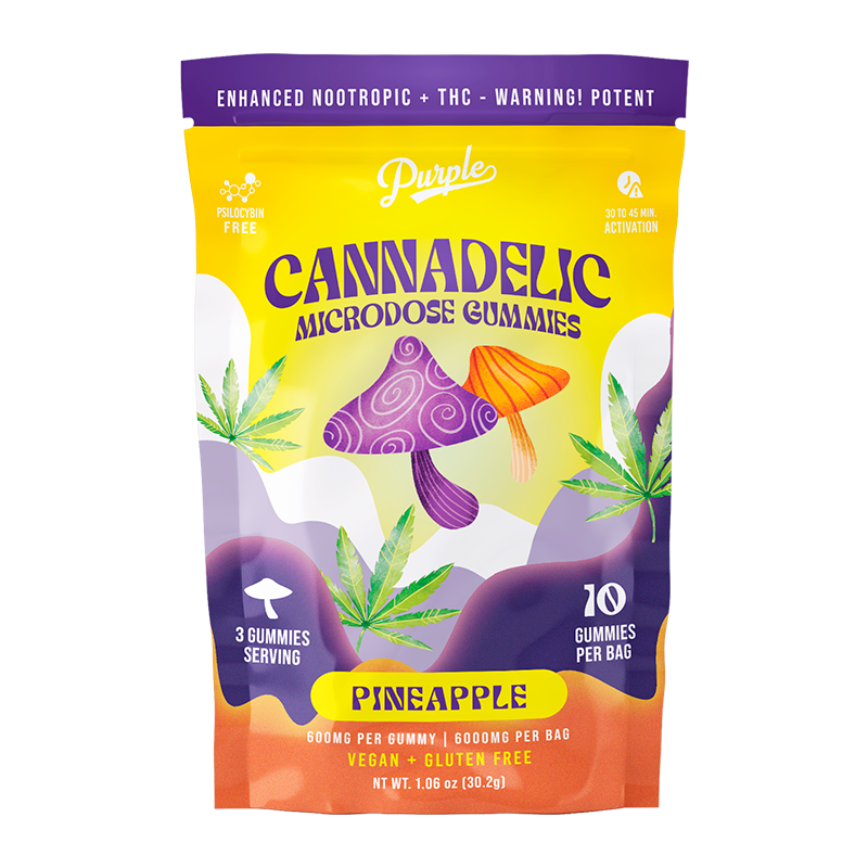 Purple Organics Cannadelics Microdose Gummies - 10CT - Pineapple