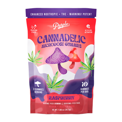 Purple Organics Cannadelics Microdose Gummies - 10CT - Raspberry