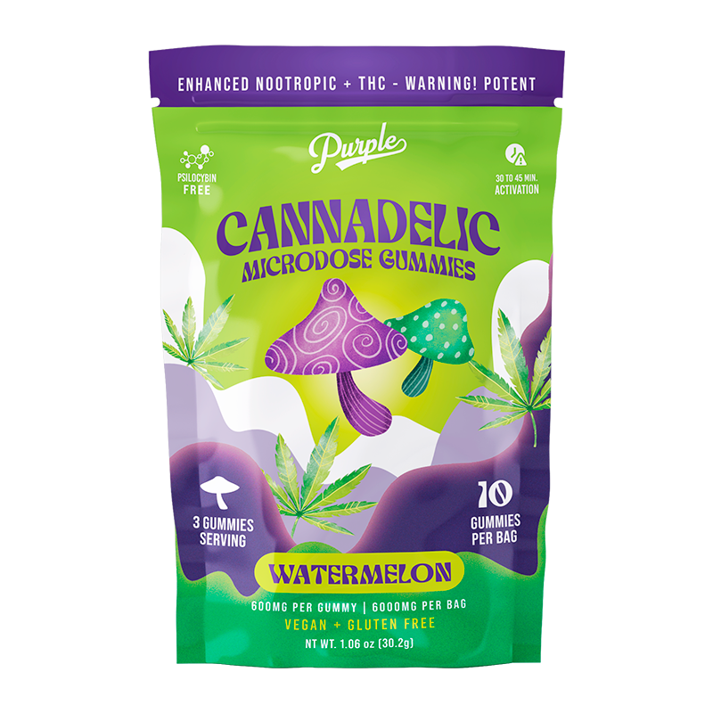 Purple Organics Cannadelics Microdose Gummies - 10CT - Watermelon