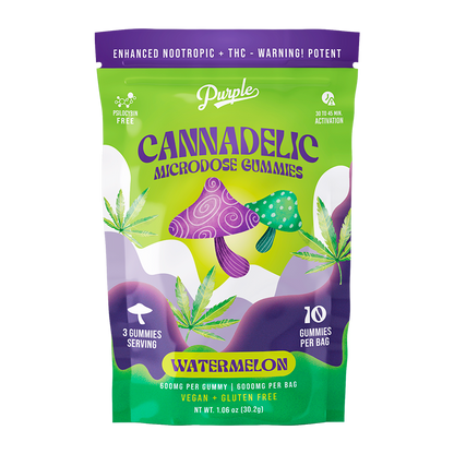 Purple Organics Cannadelics Microdose Gummies - 10CT - Watermelon