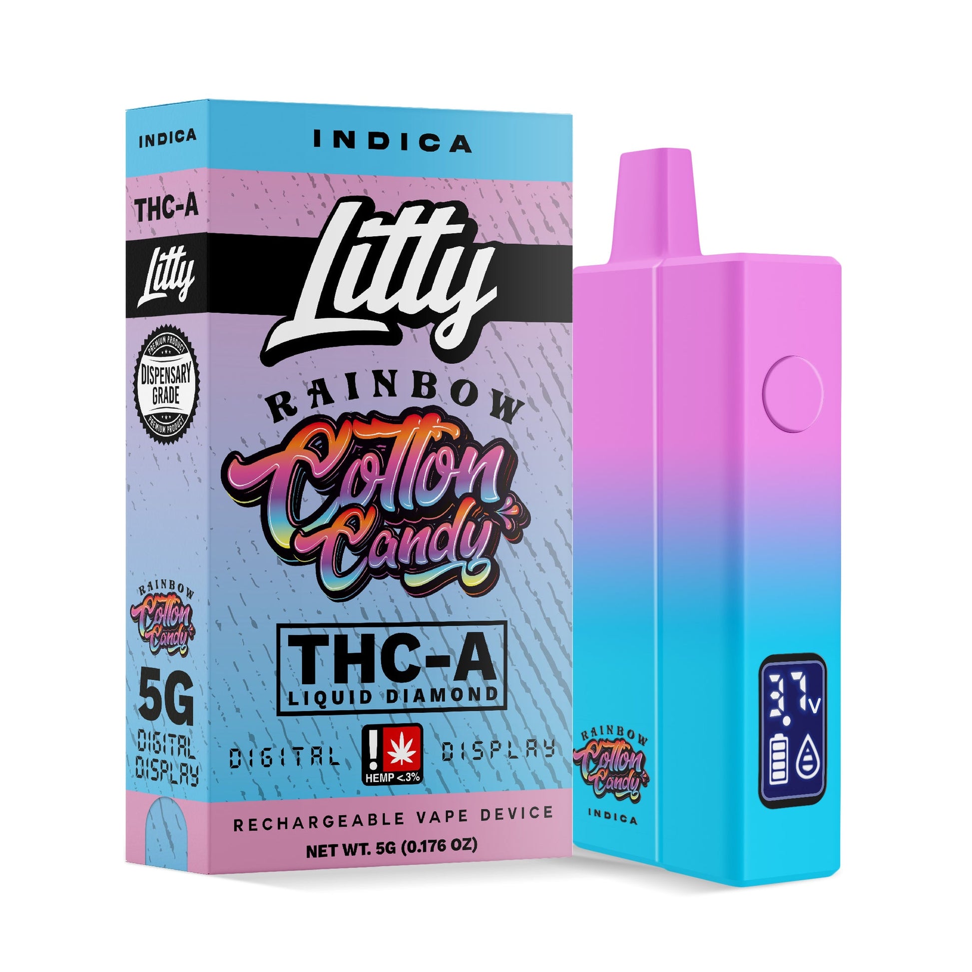 Litty THCA Liquid Diamonds Disposable | 5g - Cotton Candy (Indica)