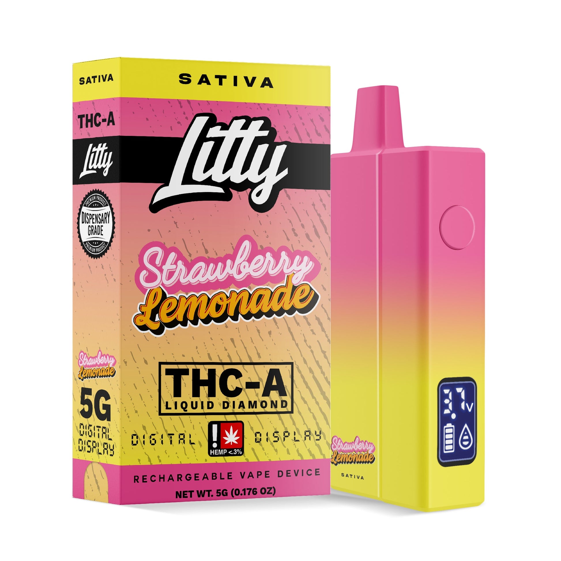 Litty THCA Liquid Diamonds Disposable | 5g - Strawberry Lemonade (Sativa)