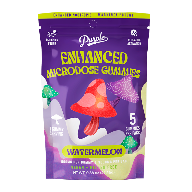 Purple Mushroom Enhanced Microdose Gummies - 5CT - Watermelon