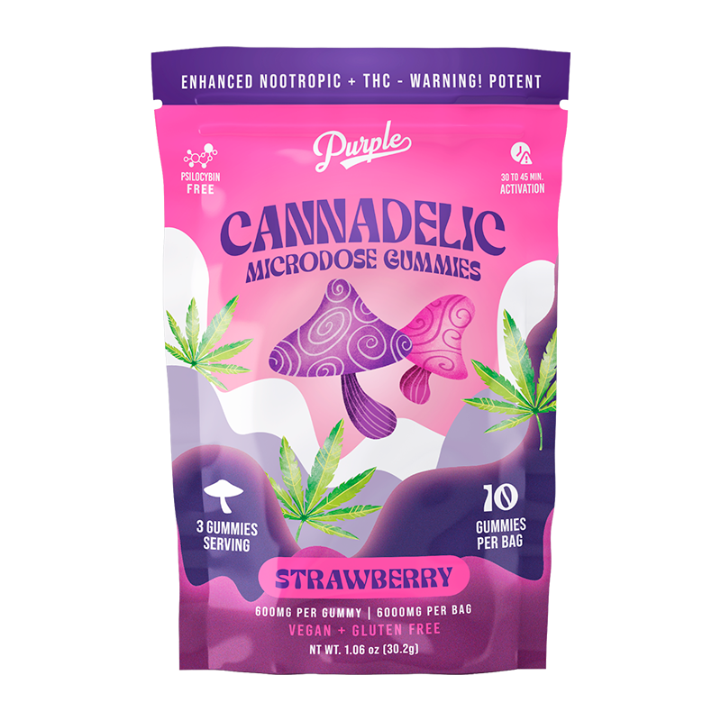 Purple Organics Cannadelics Microdose Gummies - 10CT - Strawberry