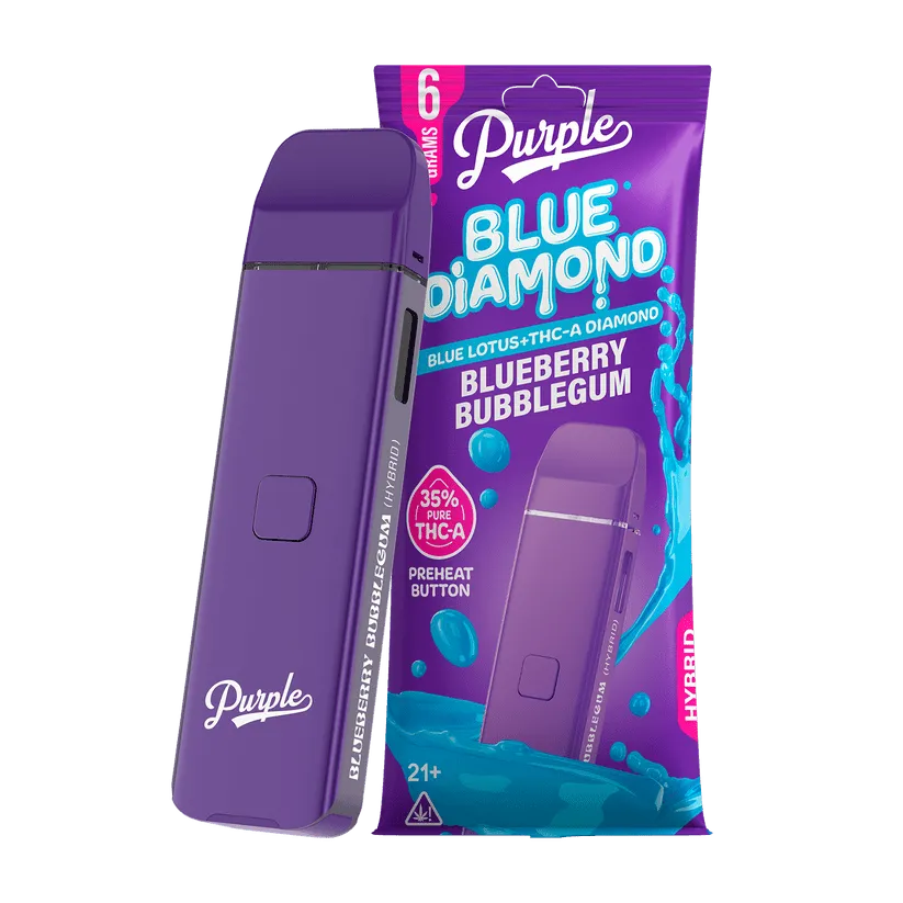 Purple Organics Blue Diamond Disposable THCA - 6 Grams - Blueberry Bubblegum (Hybrid)