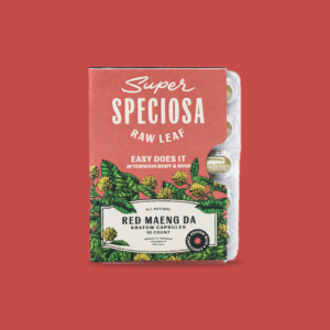 Super Speciosa red maeng da kratom capsules on-the-go packs.