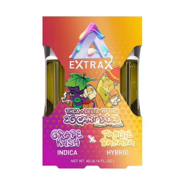 Delta Extrax Adios Blend THC-A Cartridge | 4g - Grape Kush (Indica) X Tangie Banana (Hybrid)