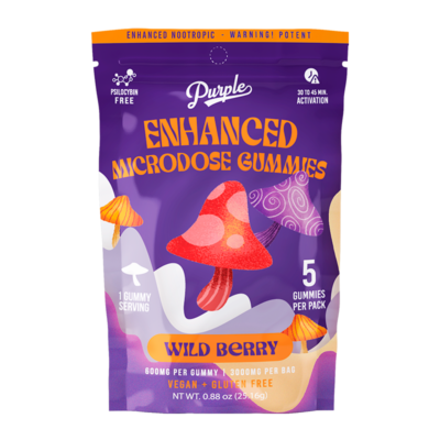 Purple Mushroom Enhanced Microdose Gummies - 5CT - Wildberry