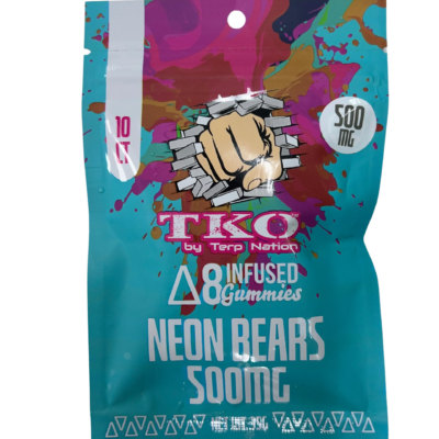 TKO D-8 Infused Gummies 500mg- Neon Bears