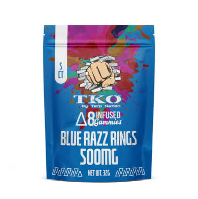 TKO D-8 Infused Gummies 500mg- Blue Razz Rings