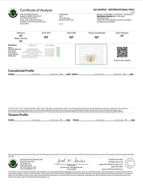 URB Delta 8 Live Resin Disposable | 3g