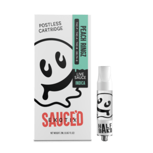 Half Bak’d Sauced Exotix 2g Live Resin Cartridge - Peach Ringz (Indica)